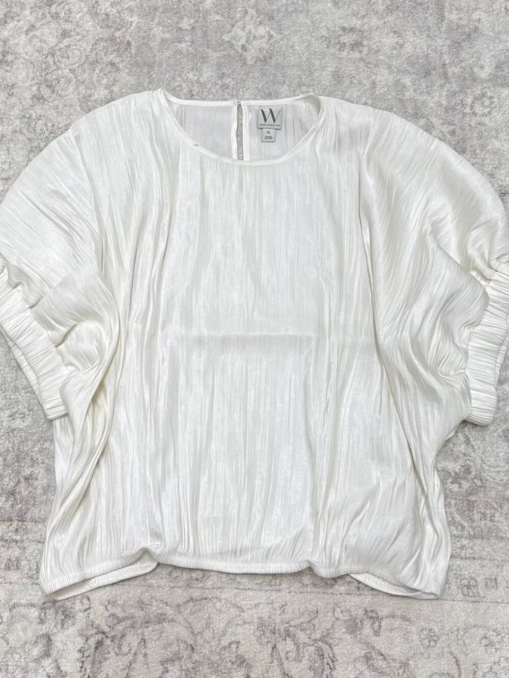 Worthington vintage silky 90s plissé blouse micro-pleat dolman sleeved shirt